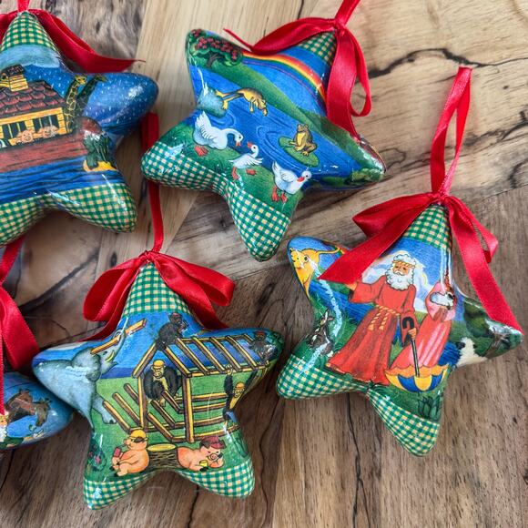 1996 Noah's Ark Christmas Ornaments Set of 12 Star and Ball Shaped Vintage Bible - Picture 4 of 16